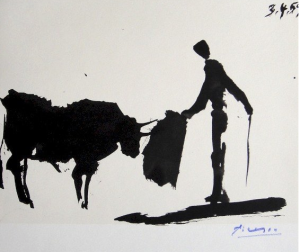 Ink sketch of bullfighter - Picasso 1959